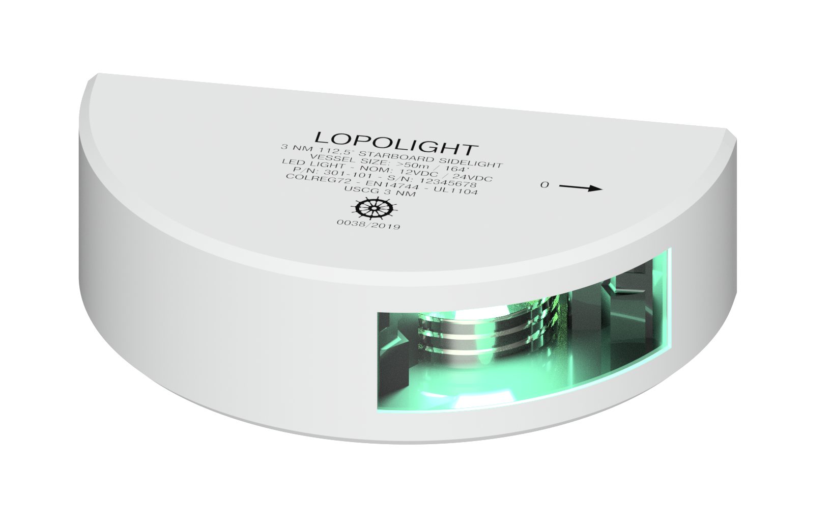 3nm 112,5° Green, Starboard, white ceramic coated 3nm 112,5° Green, Starboard, white ceramic coated